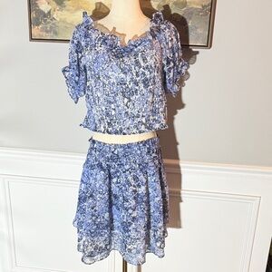 Express Blue Floral Two-Piece Set